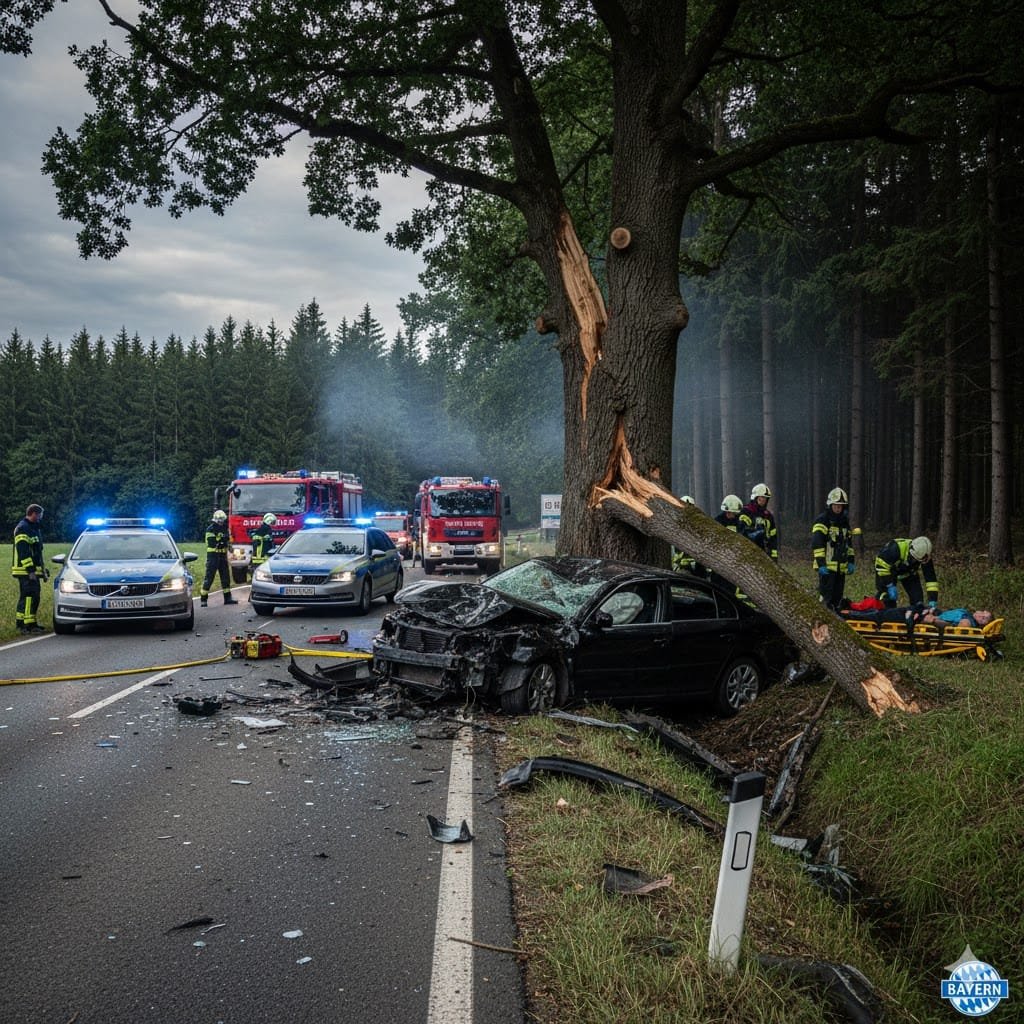 Авто врезалось в дерево в Баварии