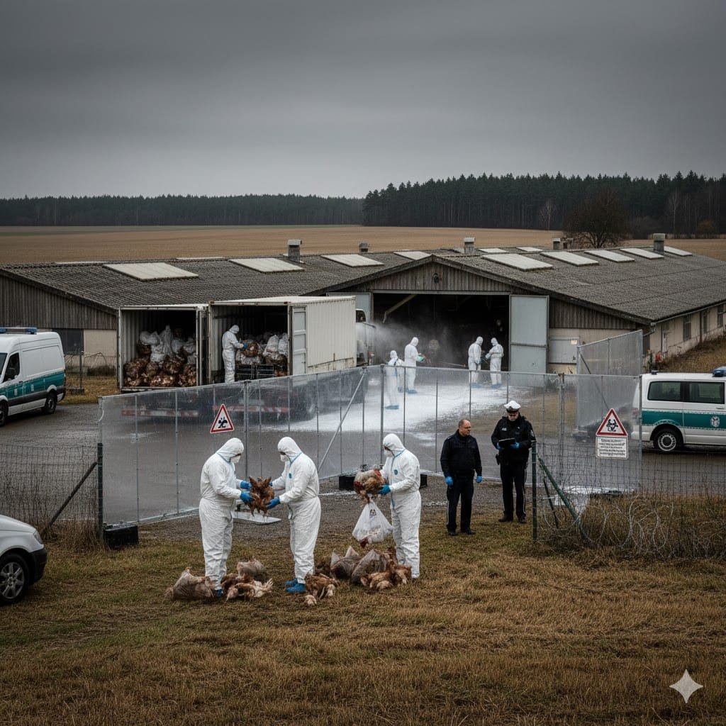 Вспышка птичьего гриппа в Германии: более 400,000 птиц уничтожены