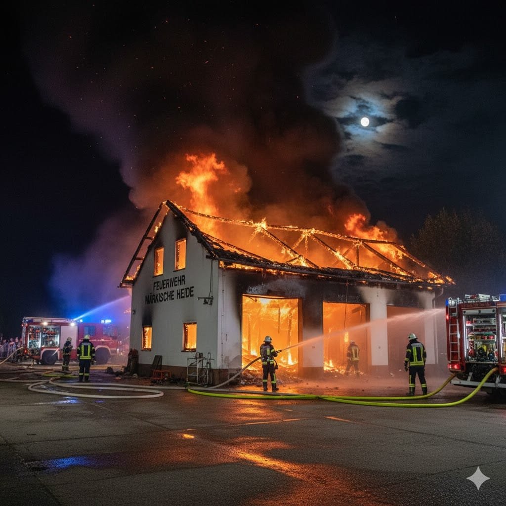 Пожары в Германии: Пожар в пожарной части в Маркише-Хайде 