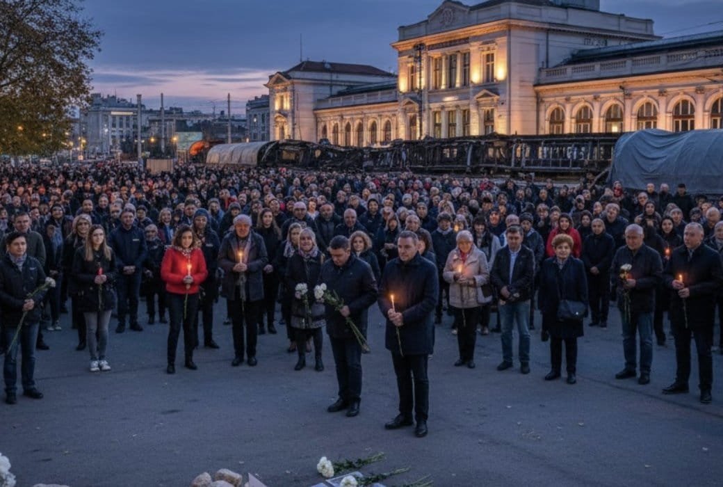 16 минут молчания в Нови-Саде: тысячи чтят память жертв железнодорожной катастрофы