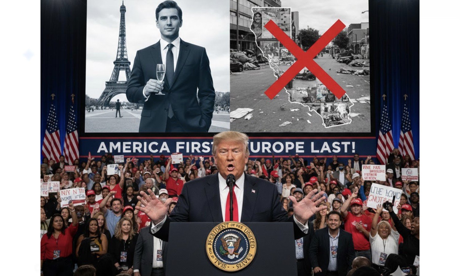 Трамп критикует губернатора Калифорнии Гэвина Ньюсома во время его поездки по Европе