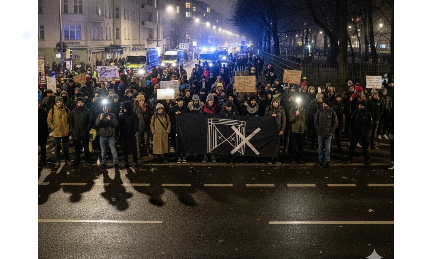 Протесты против ночной закрытия парка Гёрлицер в Берлине