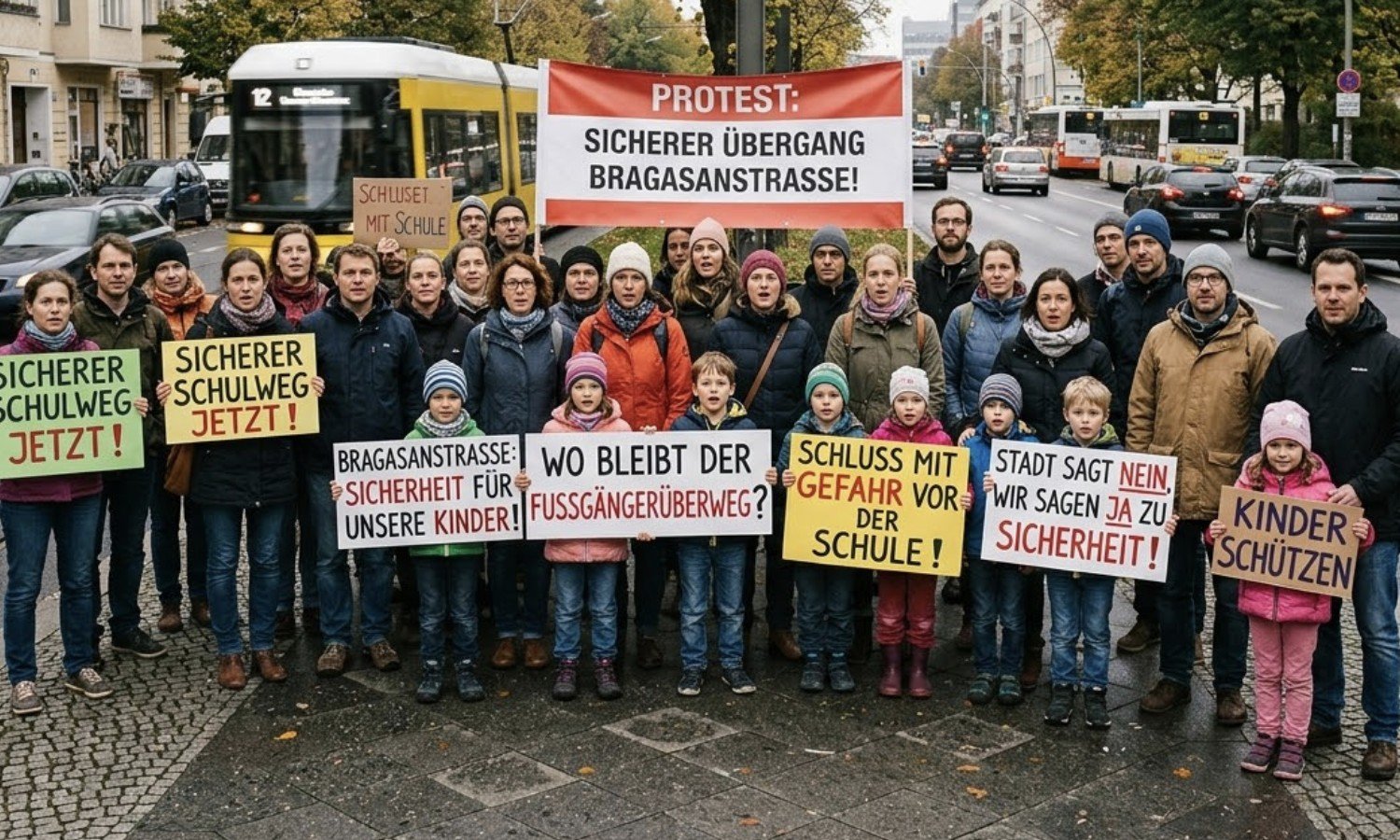 Протесты родителей за безопасный переход в Брагасанстрасе: город отвергает требования