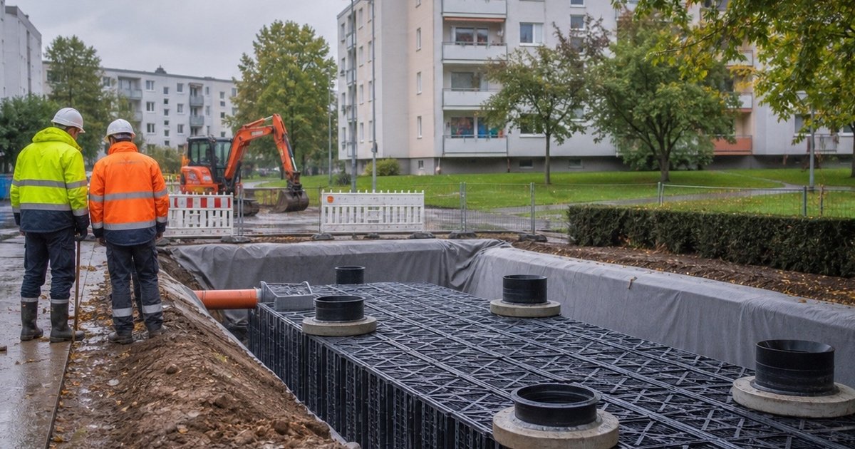 Дюссельдорф Garath: Дюссельдорф Garath: новая цистерна защитит район от Starkregen Дюссельдорф Garath: Дюссельдорф Garath: новая цистерна защитит район от Starkregen