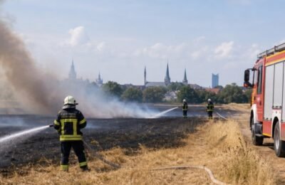 Лейпциг происшествия: Лейпциг: полевые пожары вокруг города тушили более 100 Feuerwehrkräfte