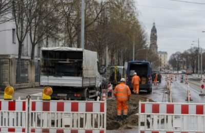 Дрезден B6: Дрезден: B6 перекрыта из-за Wasserrohrbruch и ремонта