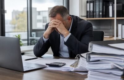 Фирменные банкротства в Германии и финансовые документы на столе