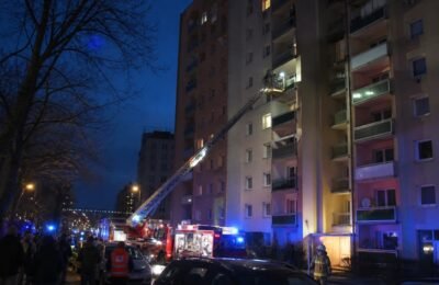 Пожар в жилой высотке в Берлине во Фридрихсхайне