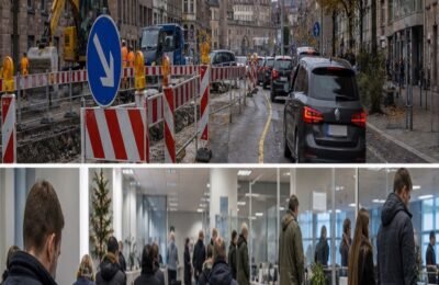 Дорожные работы и объезды на улице Нюрнберга
