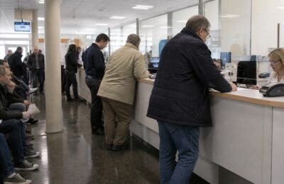 Очередь и документы в административном офисе Ганновера