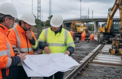 Инженеры Deutsche Bahn на участке большой железнодорожной реконструкции