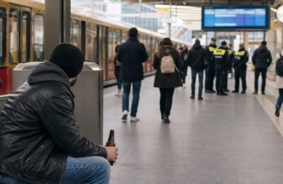 Безопасность на платформе вокзала в Берлине