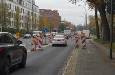 Временная схема движения на улице Osterfelddamm в Ганновере