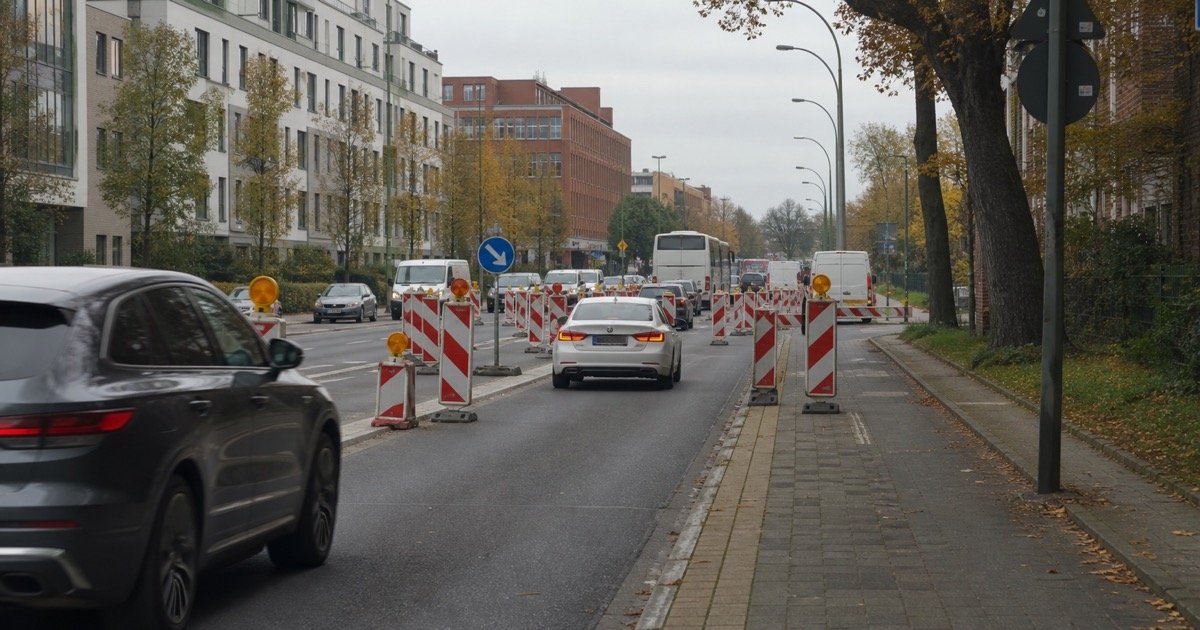 Временная схема движения на улице Osterfelddamm в Ганновере Временная схема движения на улице Osterfelddamm в Ганновере