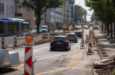 Дорожные работы на Boschetsrieder Straße в Мюнхене