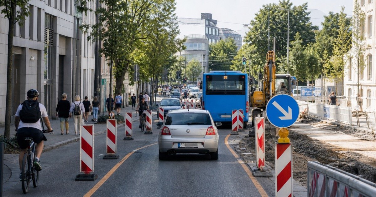 Дорожные работы у Heinrichstraße в Дюссельдорфе Дорожные работы у Heinrichstraße в Дюссельдорфе