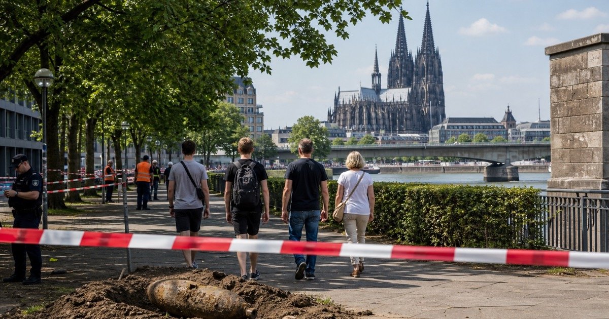 Эвакуация у Rheinpark в Кёльне после находки бомбы Эвакуация у Rheinpark в Кёльне после находки бомбы
