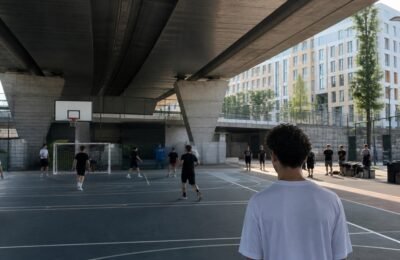 Новый городской sportcourt под мостом в Штутгарте