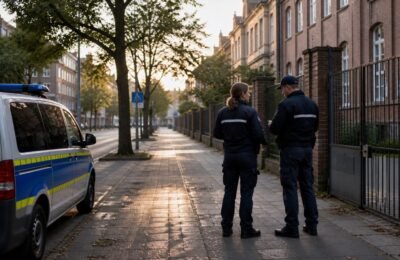 Муниципальная охрана у школьного маршрута в Harburg на фоне нового плана безопасности