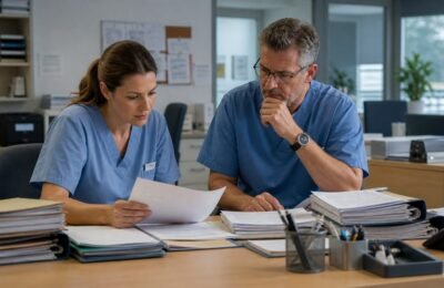 Сотрудники медицинской сферы в Германии разбирают документы по финансированию ухода