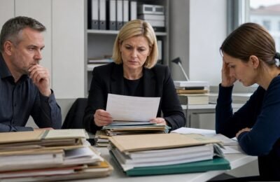 Сотрудники немецкого ведомства разбирают миграционные дела в офисе