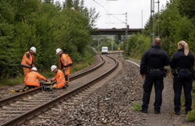 Проверка железнодорожного участка под Штутгартом после повреждения кабеля