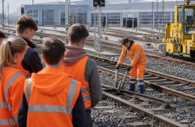 Deutsche Bahn: стажеры проходят обучение на железнодорожных путях