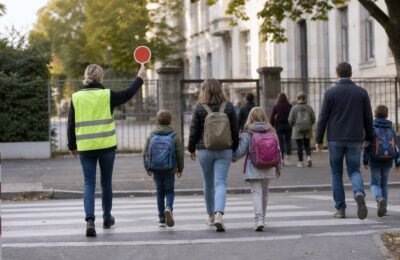 Штутгарт: дети идут в школу через пешеходный переход