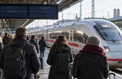 Deutsche Bahn: пассажиры ждут ICE на вокзале