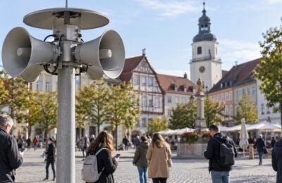 Warntag 2026: сирена оповещения на площади в Германии
