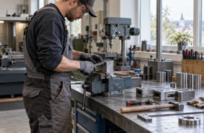 Ремесленный сектор Германии: мастер работает в металлообрабатывающей мастерской