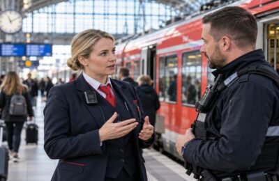 Deutsche Bahn: проводница с bodycam беседует с охраной вокзала