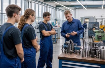 Молодые специалисты начинают Ausbildung в технической мастерской Штутгарта