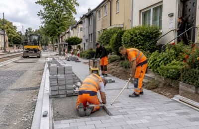 CITYBAHN в Эссене: ремонт тротуара на Haus-Berge-Straße