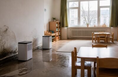 Закрытая после протечки Kita в Мюнхене